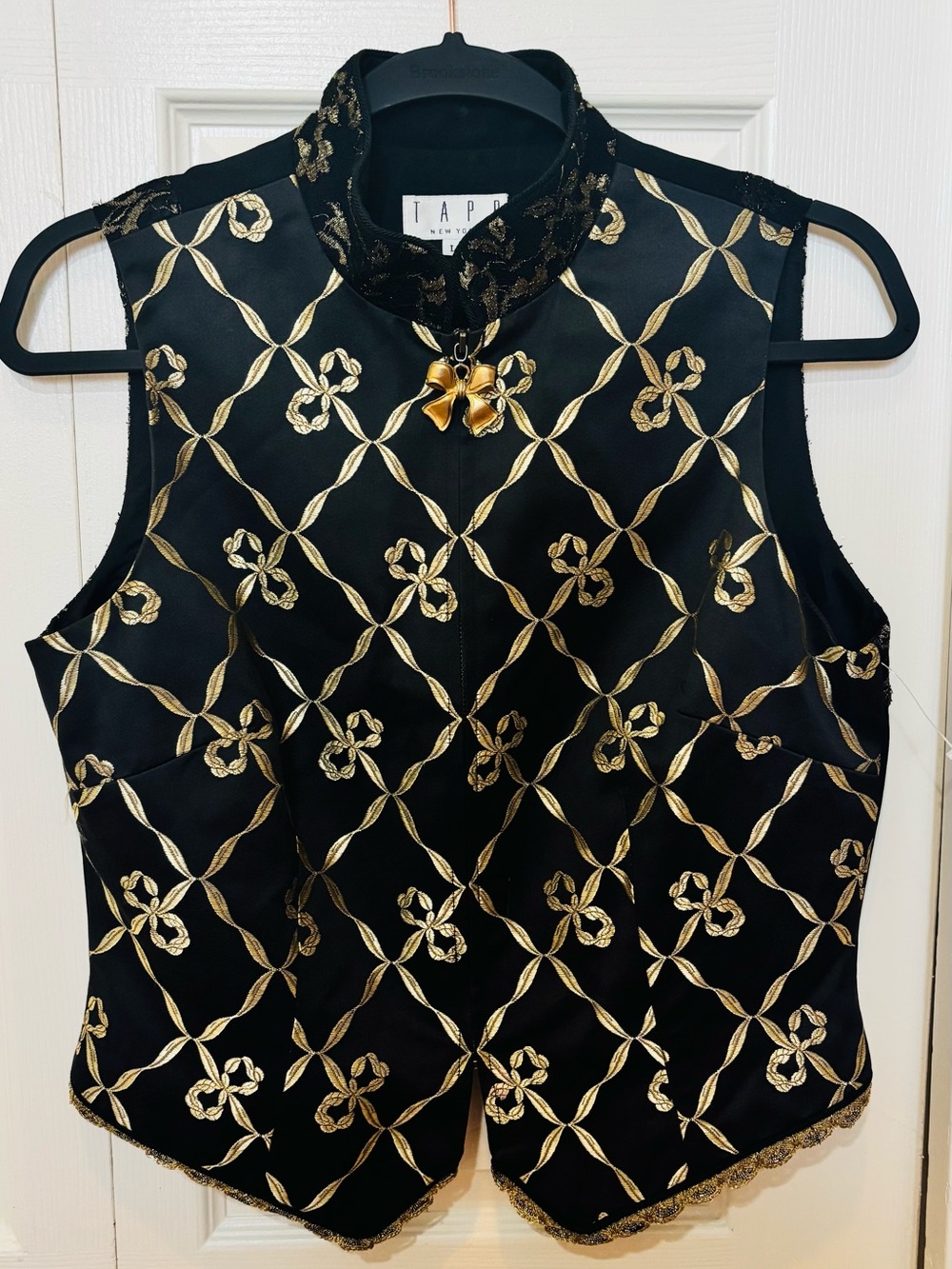 Vintage 90s TAPP New York Hand Tailored Vest French Lace & Belgian Cotton - NWOT